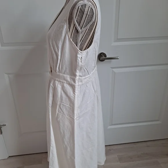 Madewell Button-Waist Linen Midi Dress Sz 12 - Picture 3 of 7